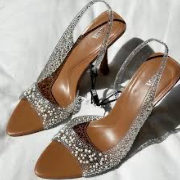 Zara Silver and Brown Heels - Picture 1 of 16